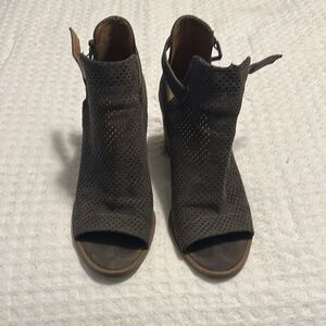 Women's Brown Peep-Toe Ankle Boots
